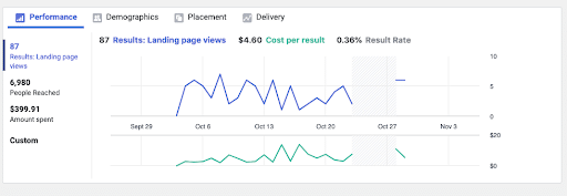 Graph Showing Facebook Ads Performance