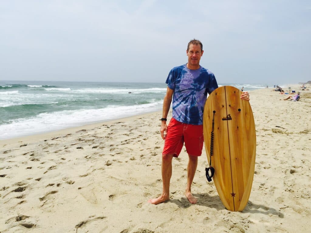 David Meerman Scott with a surfboard