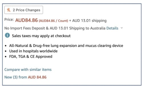 An example of an Amazon Ad with too few features and benefits