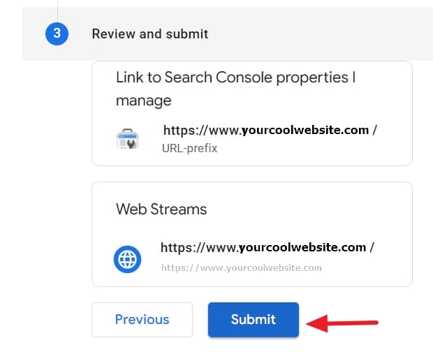 Review and submit data stream in Search Console