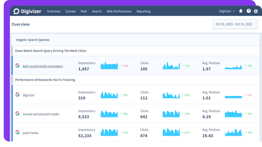 Digivizer platform screenshot displaying Overview page